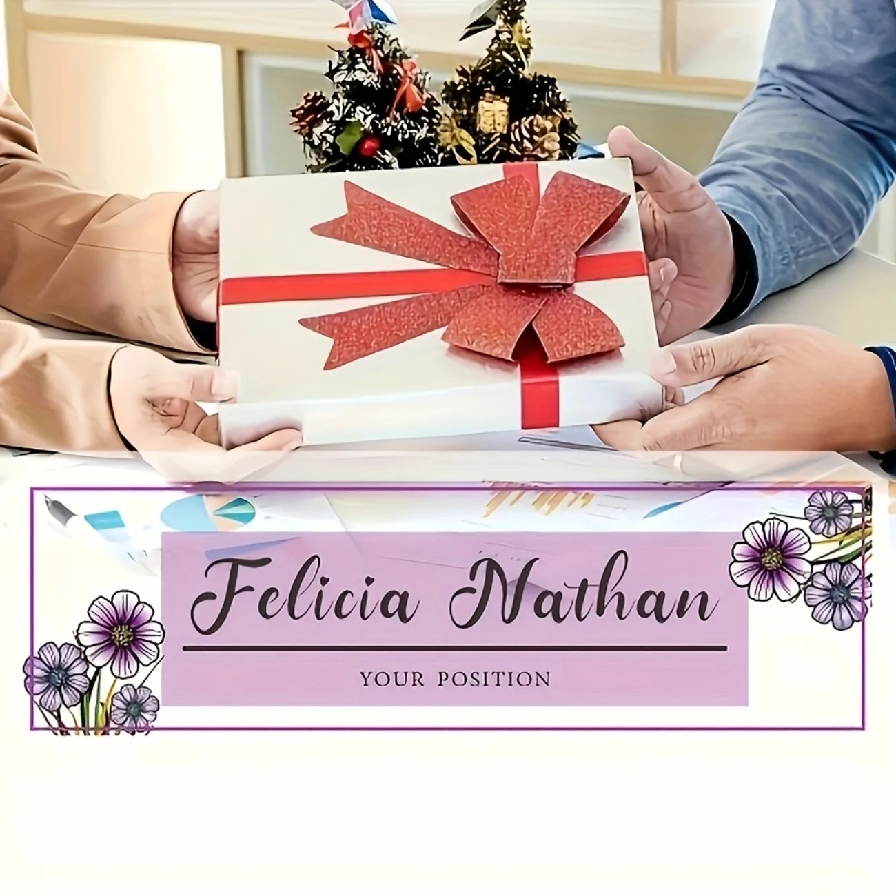 Pink‑Purple Floral Acrylic Des - đánh giá và giá Desk Name Plate